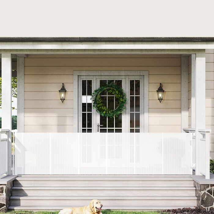 Захисний бар'єр для дитячих воріт, розтяжний 0-150 см, для дітей, котів та собак, для внутрішнього та зовнішнього використання (700 см/Білий)