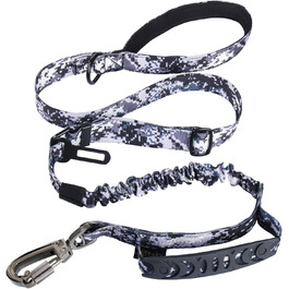 Міцна собача лінія, тактична собача лінія з автофіксатором для великих собак до 68 кг, 1,8 м, амортизуюча, рулетка, подвійний руків'я, для тренування собак