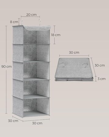 Органайзер для шафи SONGMICS, вішалка для одягу, полиця-органайзер, сіра, 2 шт.