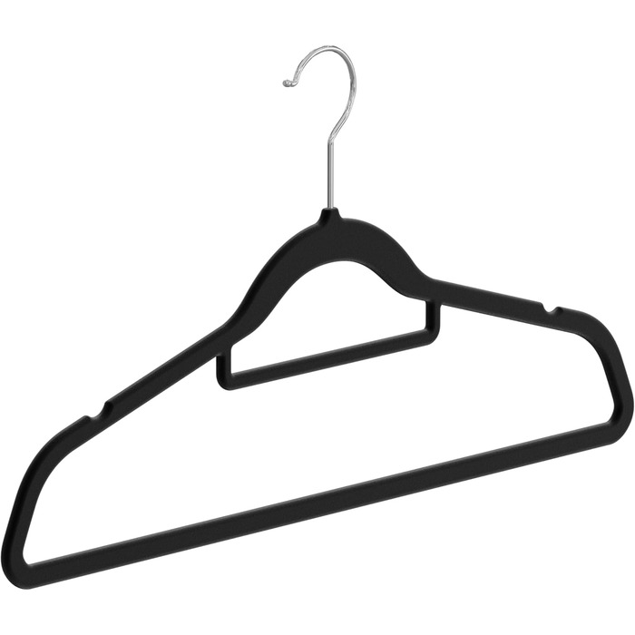 В'язки для одягу OGIVO - набір з 20 шт. - антиковзаючі вішалки для гардеробу, для краваток, з поворотним гачком 360°, з вирізами для плечей (Чорний)