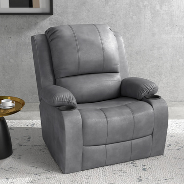 HOMCOM Electric Recliner Chair with Rocking and Reclining Function, TV Recliner with Reclining Function, Cup Holder, Grey