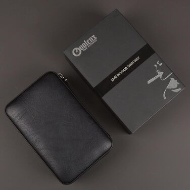 Чохол для сигар з шкіри, вологомір та запальничка 3-в-1, портативний, на 6 сигар, плоский різак, аксесуари, подарунок (чорний)