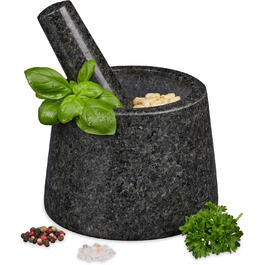 Гранітний ступка з толуштою Relaxdays для спецій та трав, 13.5 см, темно-сірий (антрацит)