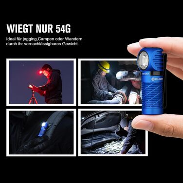 OLIGHT Perun 2 Mini LED Headlamp 1100 Lumens 150 Meters, USB Rechargeable EDC Flashlight with Red Light, 5 Light Modes Waterproof Headlamp with Headband for Camping, Emergencies (Blue, Cold White)