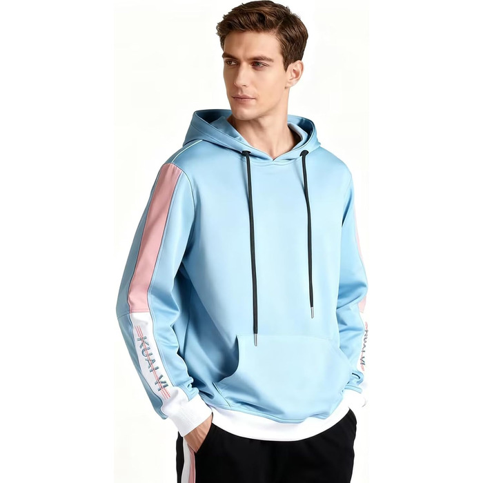 Чоловічий світшот з капюшоном Kenaijing, бавовна, блакитний, розмір L