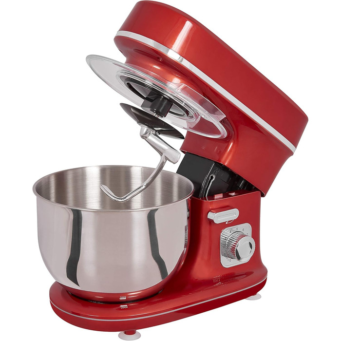 Кухонна машина GUTFELS KM 8102 roi | 1200 Вт | 10 швидкостей | 5 л чаша | Насадки: віночок, гак для тіста, гак для збивання | Червоний колір