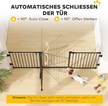 Захисне ґратка для собак PawHut - відбійник для дому, 3 панелі, чорний (202.5 x 76 см)