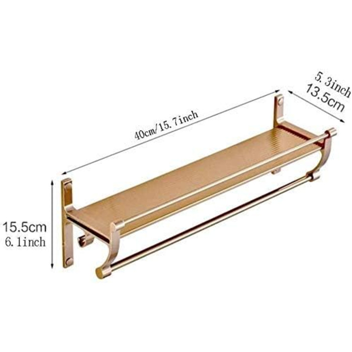 WDSOPK Bathroom Shelf, Glass Shelf, Single-Layer Bathroom Shelf, Wall-Mounted Bathroom Storage Shelf (Aluminum Panel - 40Cm)
