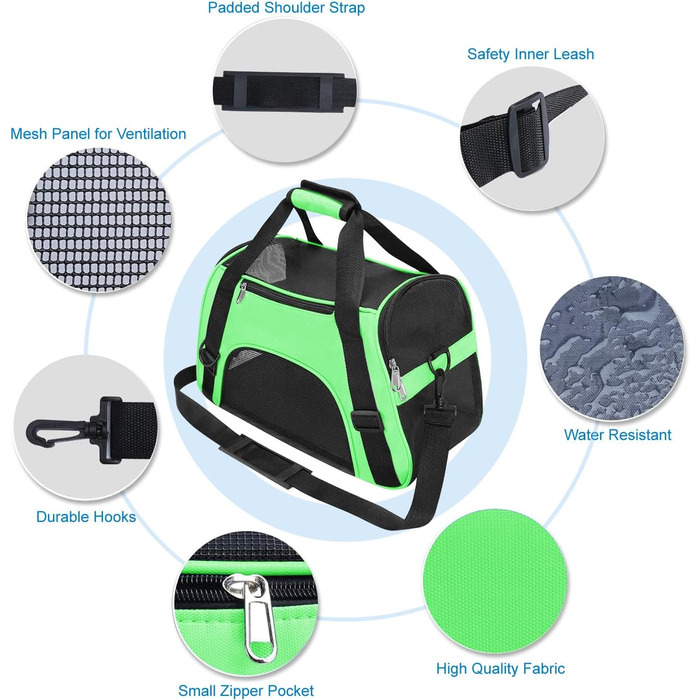 Транспортувальна сумка для тварин (кіт, собака, кролик, хом'як) - зелена, 47x27x28 см, до 5 кг