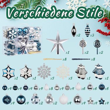 117 блакитних прикрас для ялинки Gaoyong - ідеально для святкування Різдва з родиною та друзями