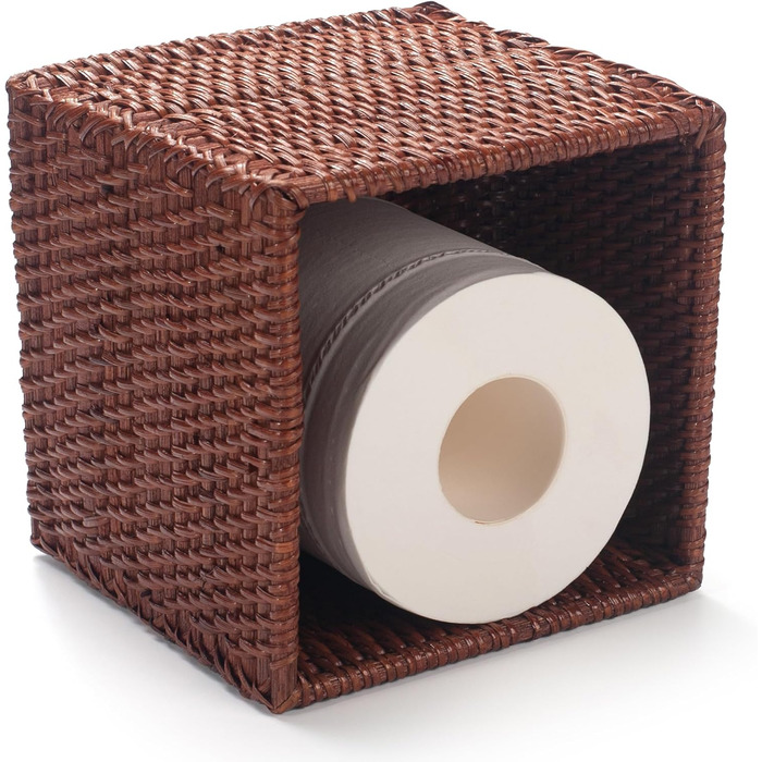 Square Rattan Cosmetic Tissue Boxes, Tissue Box Holder Dispenser for Home Office, 14.5 x 14.5 x 14.5 cm, Honey Brown