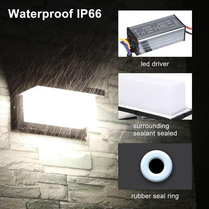 LED вуличний світильник Lightsjoy 18W, IP66, водонепроникний, нейтральний білий, з пультом дистанційного керування та додатком