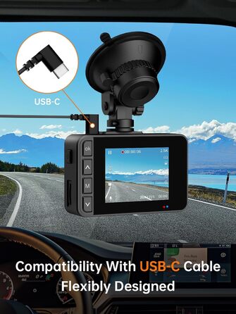 Відеореєстратор у машину Dashcam Auto з двома камерами, 2.5K+1080P, IPS-дисплей, G-сенсор, 170° кут огляду, паркувальний режим, циклічна запис, нічне бачення, карта 32GB