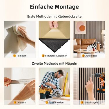 Акустичні 3D-панелі JAMELO з шпоном горіха, самоклеючі стінні панелі для звукоізоляції та декору стін, стелі та дверей, 10 шт. (30x15x1.2 см), колір світлий горіх