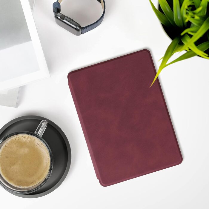Чохол kwmobile для Amazon Kindle Paperwhite 11-го покоління (2021) - з екошкіри, захисний, темно-червоний