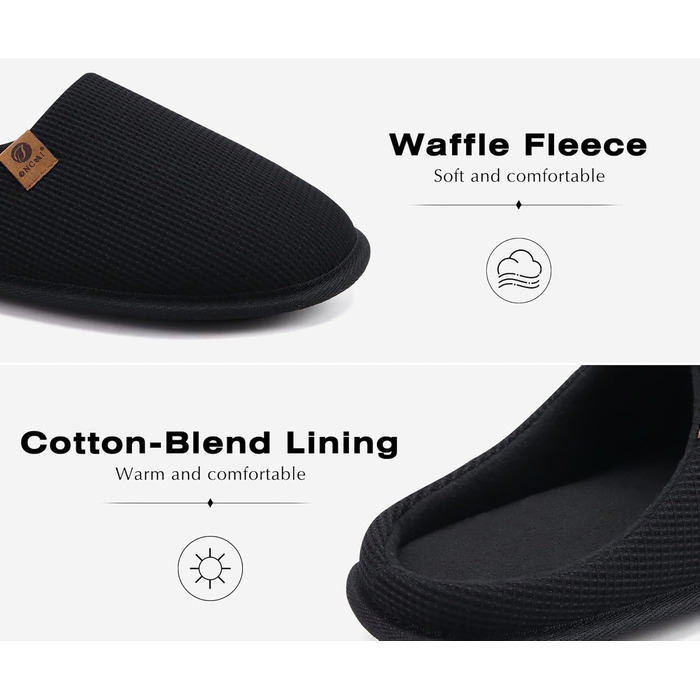 Чоловічі тапочки ONCAI з піною Memory Foam, штучним хутром, підошвою з гуми, для дому та вулиці, розмір EU 40-49, чорний