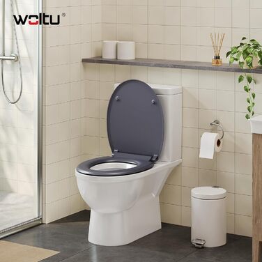 Сидіння для унітаза WOLTU з мікроліфтом (Softclose), матеріал Duroplast, овальна форма, функція швидкого зняття Quick Release, сіре
