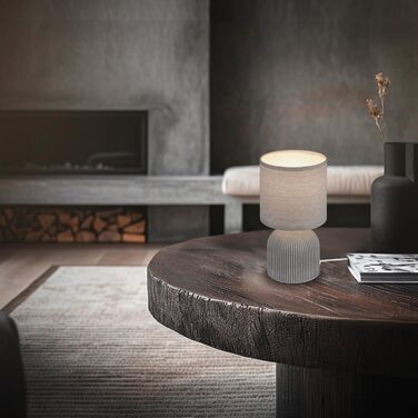 Торшер BRILONER з тканинним абажуром, вимикачем на кабелі, керамічним цоколем, 15x28 см, сірий