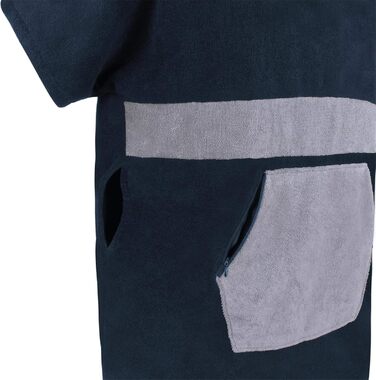 Normani Cotton Surfer Poncho - Beach Poncho - Towel Poncho - Unisex Changing Aid - Closed Robe for Women and Men Color Navy/Gray Size L-XL