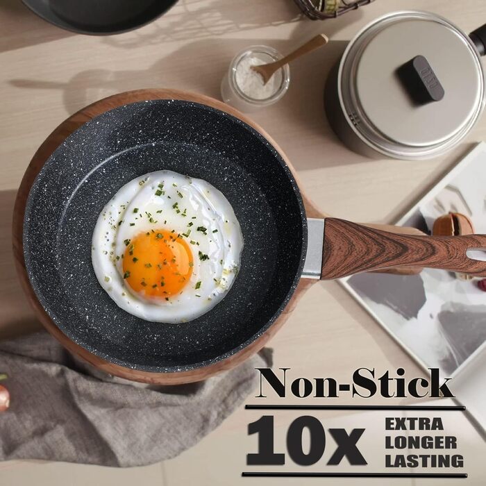 Kitchen Academy Induction Cookware Set - 12-Piece Black Granite Cookware Set, Non-Stick Pot and Pan Set, PFOA & PFOS-Free