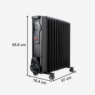 Радіатор масляний BLACK+DECKER BXRA2300E, 2300W, чорний, елегантний дизайн