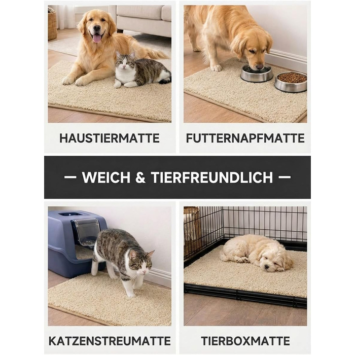 Килимок вхідний 50x80 см протибрудний для дому, антиковзаючий килим з мікрофібри з гумовою основою для передпокою, кухні та ванної, бежевий