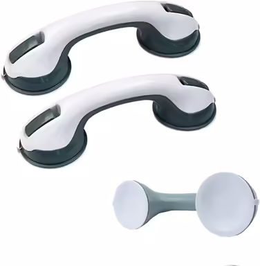 AUFUN Shower Stool, Adjustable Shower Seat 36-51cm Height, 360° Swivel, Bath Seat, Shower Aid, Non-Slip Bath Seat Made of Aluminum and Plastic for Elderly, Pregnant Women (Grab Bars)