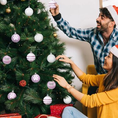 Шардечки для ялинки пластикові 6 см, набір 12 шт. (рожево-ліловий)