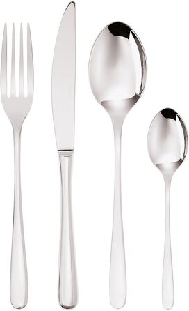 Sambonet 52553-81 Taste - 18/10 Stainless Steel Monoblock Dinnerware Set for 6 People, 24-Piece: 6 Forks, 6 Spoons, 6 Knives, 6 Teaspoons, Dishwasher Safe, Grey