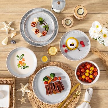 Набір посуду на 6 осіб vancasso SNOW, 24 елементи: тарілки, супові тарілки, миски, салатники, бежевий, для посудомийної машини, для мікрохвильової печі