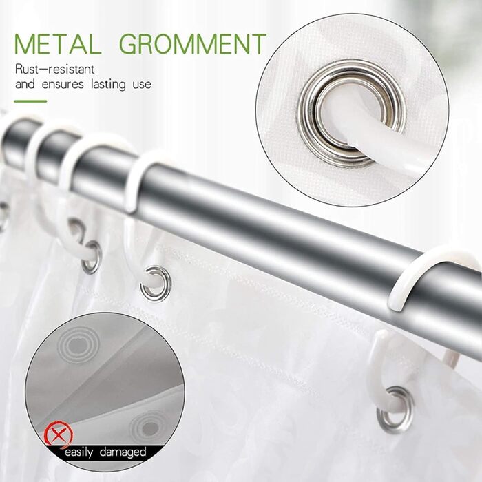 Шторка для душу Bavooty Anti-Schimmel 180x200 см, водовідштовхувальна, швидковисихаюча, для ванної кімнати, з 12 кільцями, зелений пісок, 1.8 x 2 м