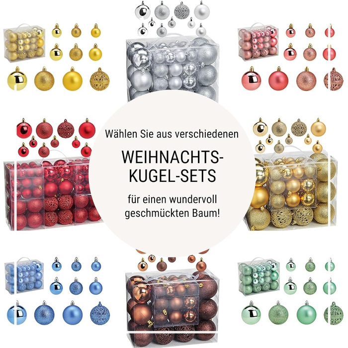 Набір прикрас для ялинки WOMA: 50 кульок різних кольорів (Lemon Gold) - пластикові ялинкові прикраси