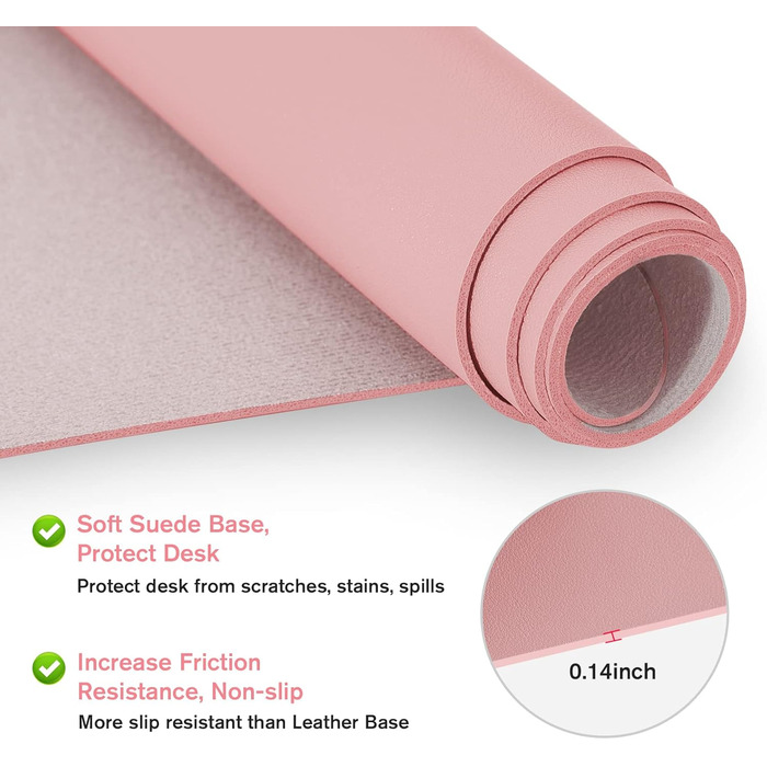 PINKCAT Килимок для миші з PU-шкіри, двосторонній, 80 x 40 см (світло-зелений+світло-блакитний)