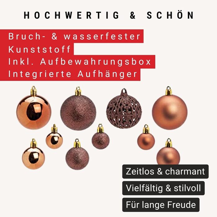 Набір ялинкових прикрас WOMA: бронзові кулі та 22 кольорів - 50 та 100 шт. Ялинкові кулі з пластику, декор для ялинки
