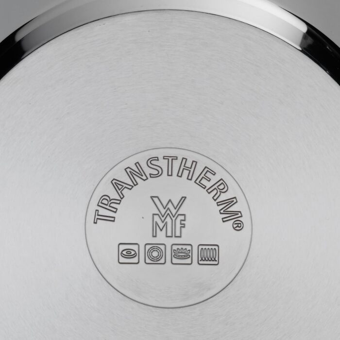 Велика каструля WMF Quality One 24 см з кришкою, отвір для пари, для індукції, 6,8 л, нержавіюча сталь Cromargan, полірована, без покриття