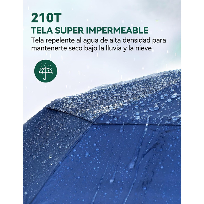 TECKNET Автоматичний парасолька, стійкий до вітру, легкий у використанні, синій