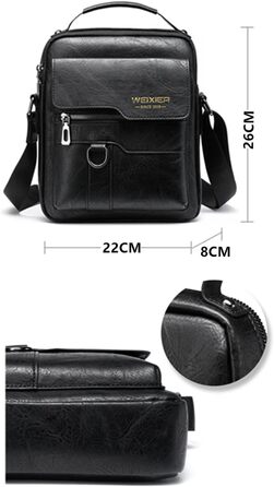 Чоловіча сумка через плече, кросбоді, месенджер з шкіри, чорна (A-schwarz)