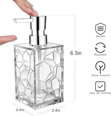 Набір диспенсерів для мила та рідин 2 шт, 320 мл, акрил, для кухні та ванної кімнати, безбарвні