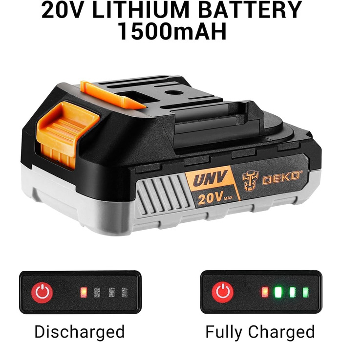 Акумуляторний шуруповерт-дрель DEKOPRO 20V 30 предметів: комплект з аксесуарами, 18+1 ступенів крутного моменту, ударний режим, 40Nm, з акумулятором та зарядним пристроєм