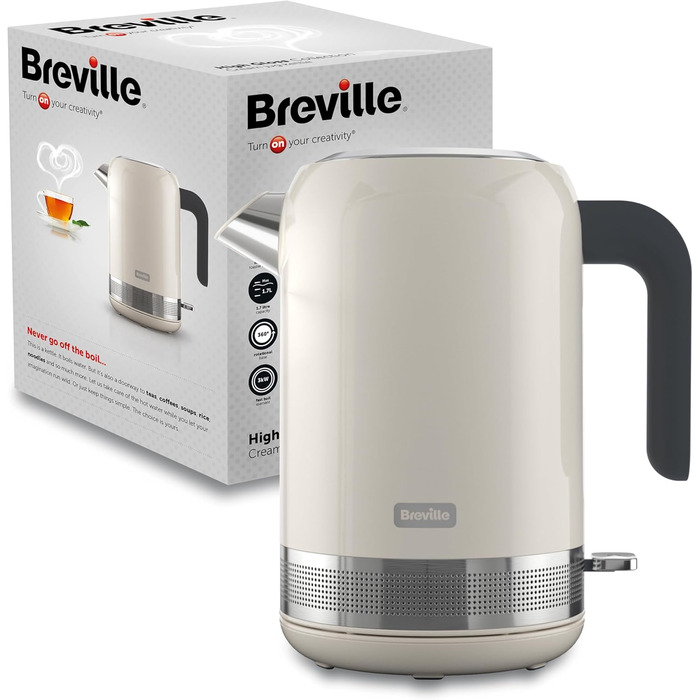 Електричний чайник Breville з нержавіючої сталі та пластику, 1.7 л, 3 кВт, швидке кип'ятіння