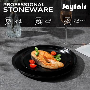 Набір посуду Joyfair Sandy (18 предметів) з кераміки для 6 осіб, матовий чорний, реактивна глазур, мікрохвильова піч та посудомийна машина