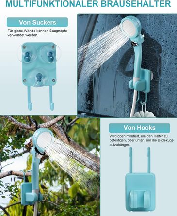 AUTOPkio Camping Shower with Battery, Upgraded Camping Shower 4500mAh Rechargeable Pump, IPX7 Waterproof for Camping, Outdoors, Hiking, Car Washing, Pets