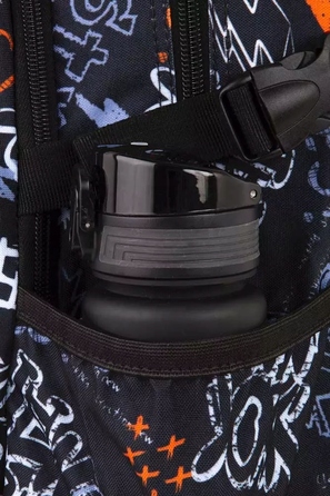Великий багатокамерний шкільний рюкзак CoolPack чорний зі світловідбиваючими елементами