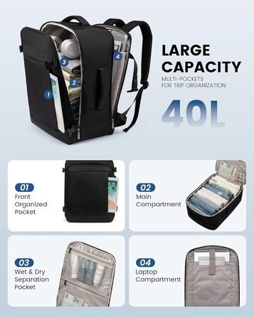 Рюкзак для подорожей LOVEVOOK, 17.3 дюйми, для ноутбука, чоловічий/жіночий, чорний