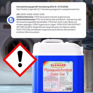 Рідкий пральний засіб Element Color Gel для кольорових речей, Aktive Frische, 10 л (200 прань)