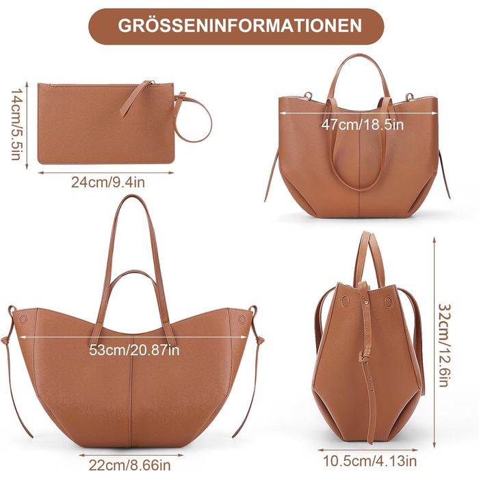 Велика жіноча сумка-шопер TIAASTAP зі штучної шкіри, елегантна сумка на плече для університету, покупок, подорожей, колір верблюжий