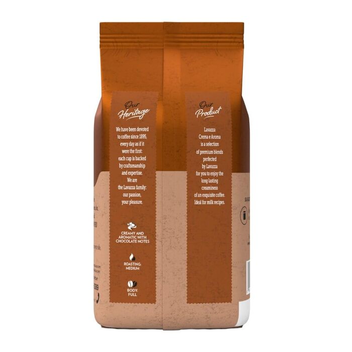 Кава в зернах Lavazza Crema e Aroma, середнього обсмаження, 60% арабіка та 40% робуста, інтенсивність 8/10, 1 кг (набір 6 упаковок, загальна вага 6 кг)