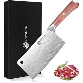 Кухонний ніж YOTSUBA Hackmesser 18 см: професійний кухонний тесак для м'яса та овочів з ергономічною ручкою Pakkawood