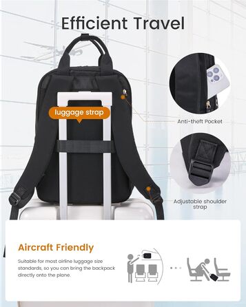 LOVEVOOK Рюкзак для ноутбука, 15.6 дюймів, жіночий, для школи/університету, подорожей, чорний