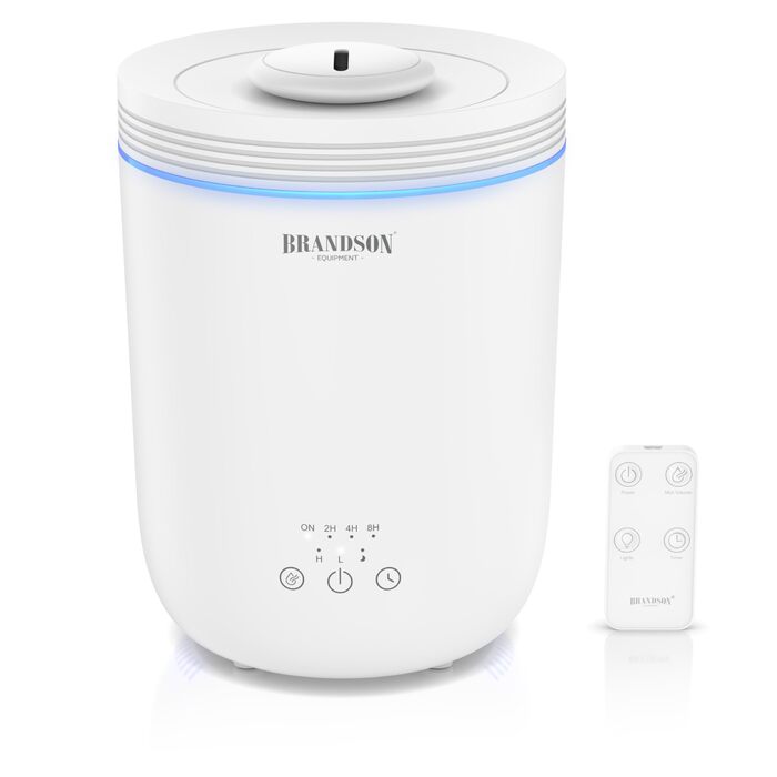 Зволожувач повітря Brandson з пультом керування, 2.2 л, LED-підсвітка, таймер, тиха робота, LED-індикатори, для вітальні, дитячої кімнати, спальні
